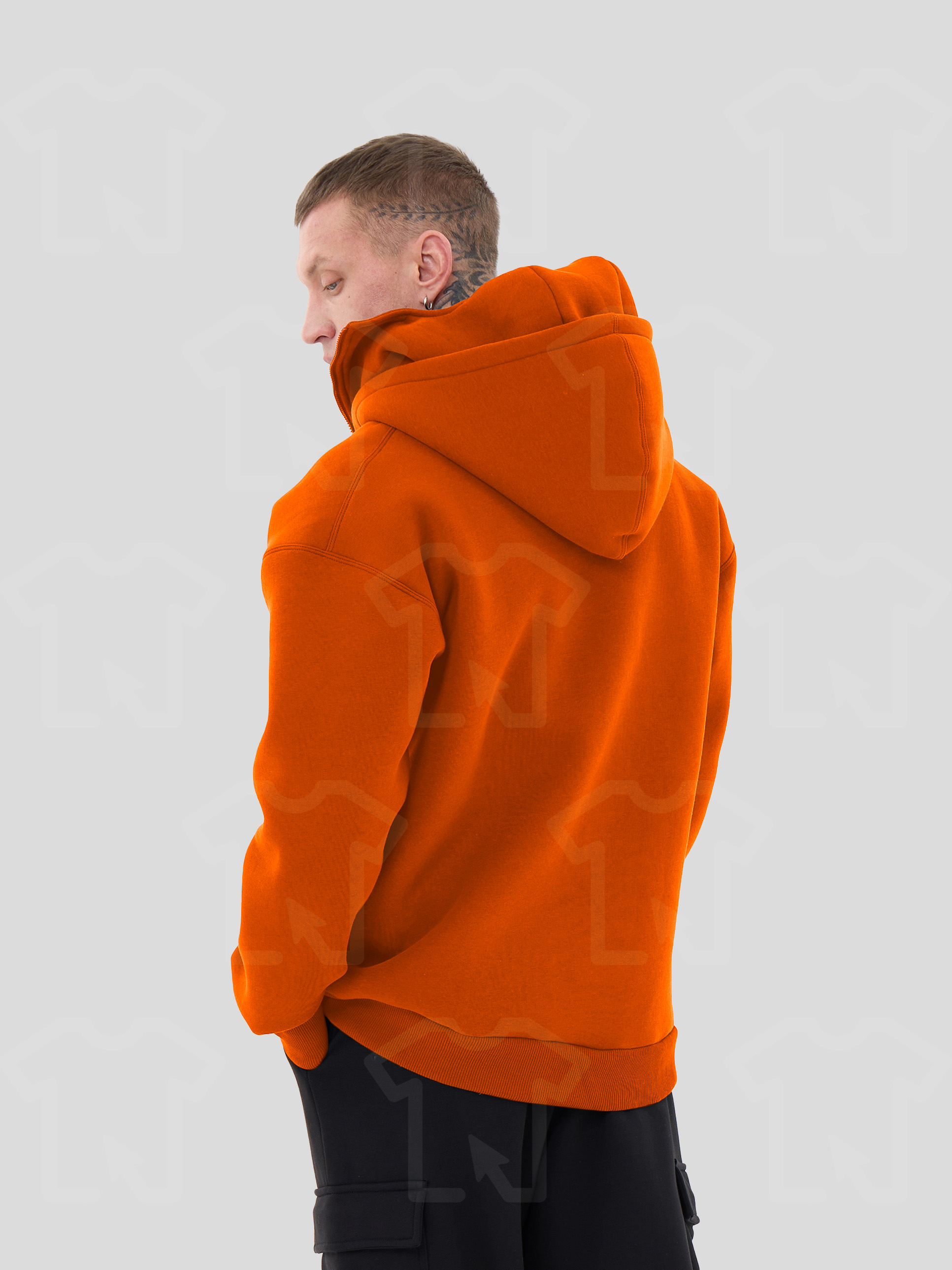Худи Oversize BALACLAVA ZIP (на молнии) Премиум с начесом, цвет: оранжевый